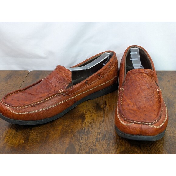 Genuine Ostrich Leather Loafers Men\'s Brown Exotic Slip-On Made In Mexico Sz 12 main image 8